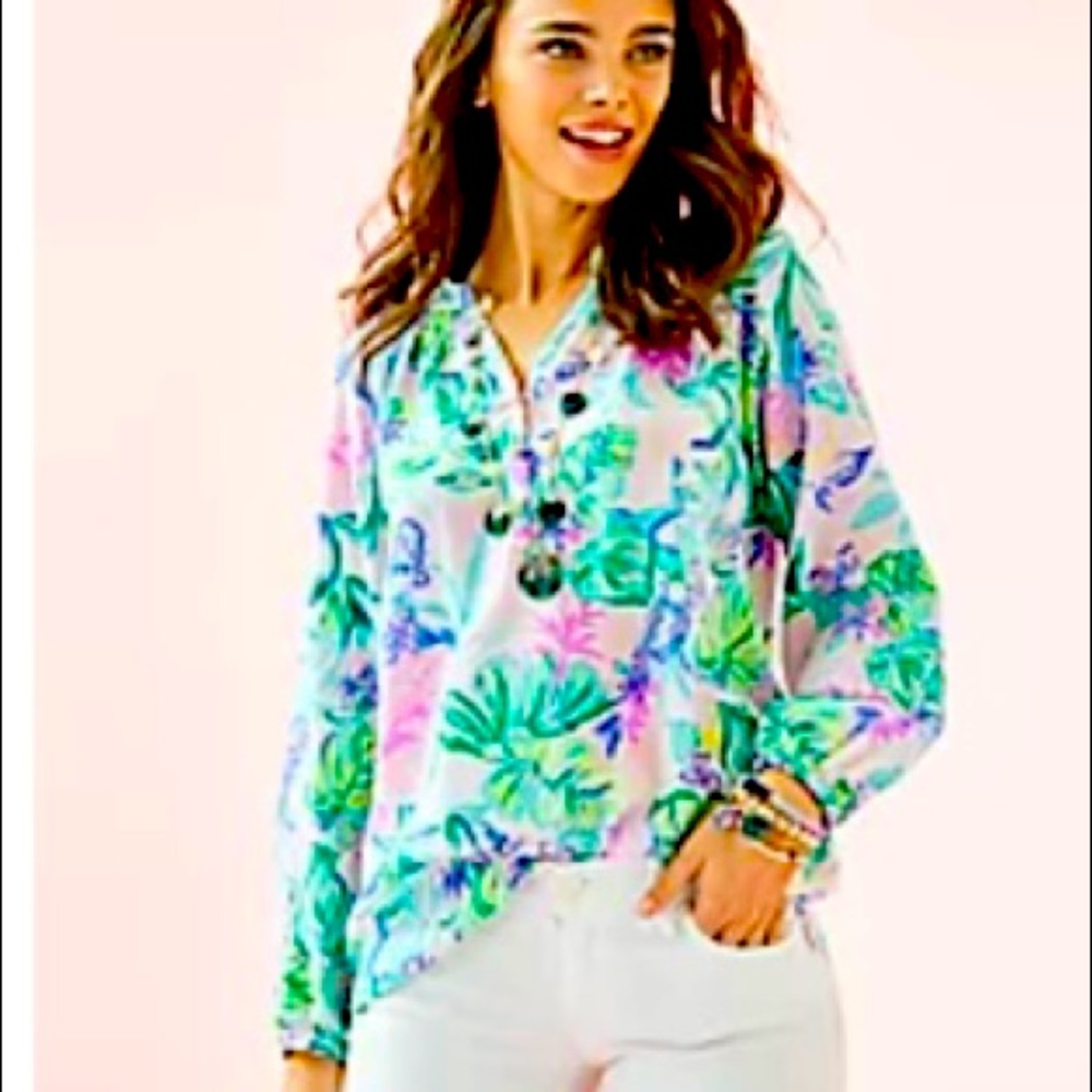 Lilly Pulitzer Elsa Top Size XS Mermaid in the Shade print.